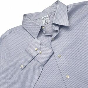 Brooks Brothers 1818 Regent Dress Shirt Mens 17.5 Non Iron Blue Stripe